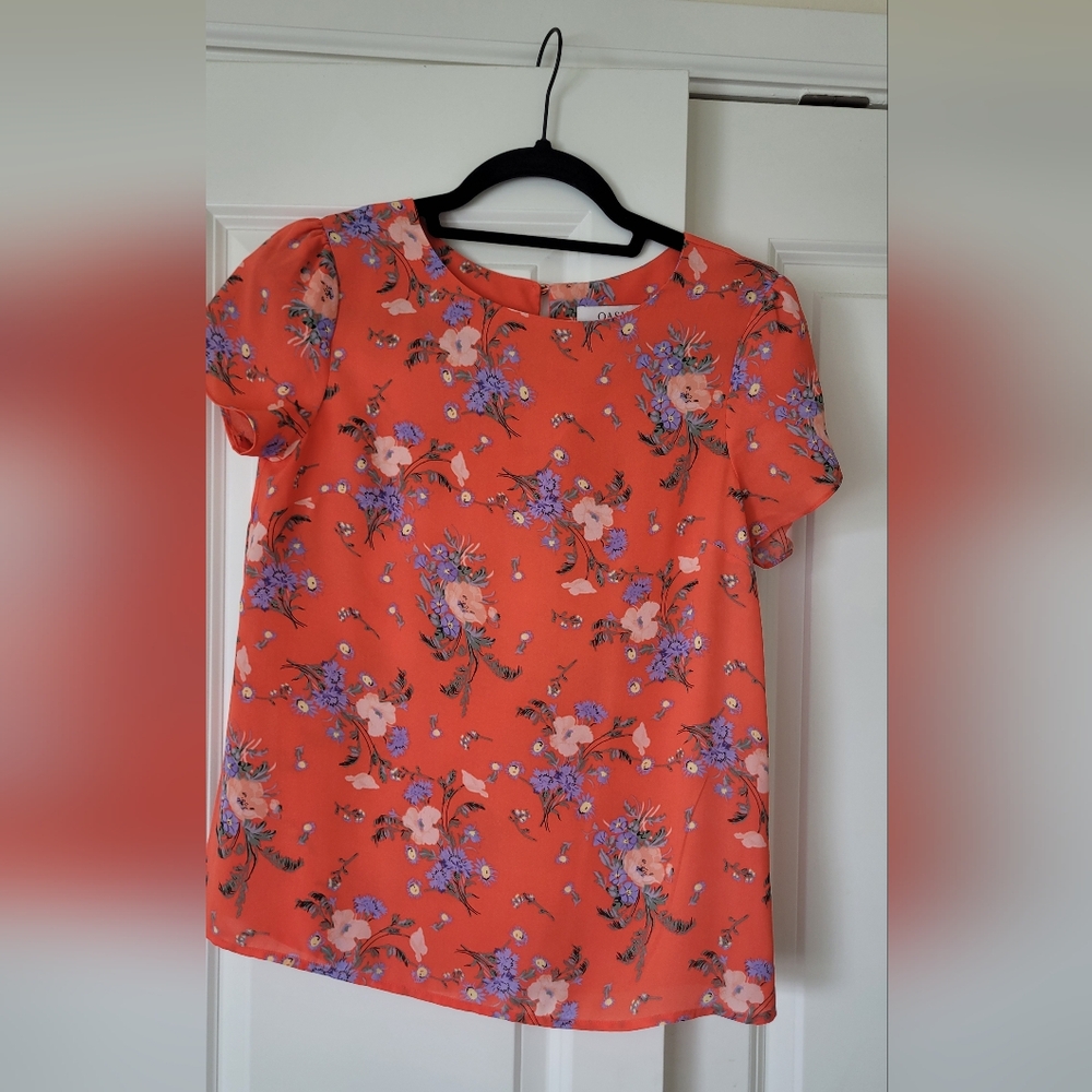 Floral Women's Top in Vibrant Orange